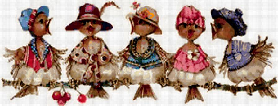 Пташки на ветке - предпросмотр