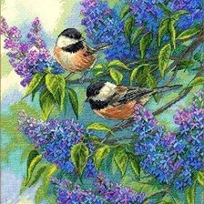 Схема вышивки «Птички в сирени»