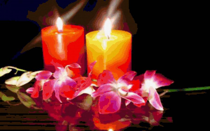 Свечи. - цветы, романтика, свечи - предпросмотр