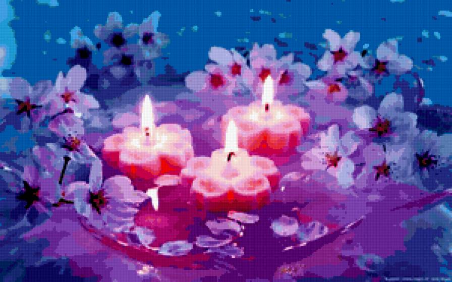 Свечи. - свечи, цветы, романтика - предпросмотр