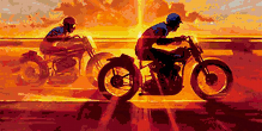 Мото спорт. - путь, мото, спорт, байк, парень, дорога, скорость, закат - предпросмотр