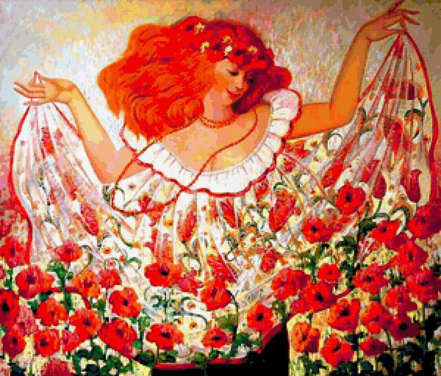 Девушка-мак - цветы, маки, девушка - предпросмотр