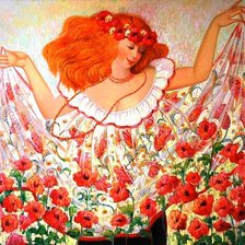 Схема вышивки «Девушка-мак»