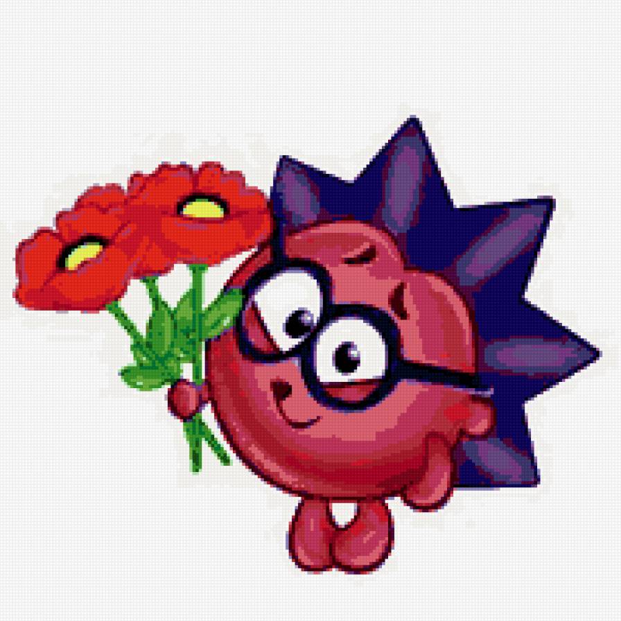 ежик с цветами - смешарики, ежик, цветы - предпросмотр