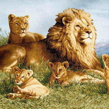 Схема вышивки «Львиная семья»