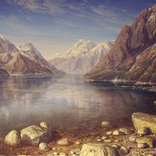 Схема вышивки «Пейзаж, река, горы»