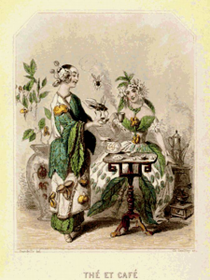 Жерар Гранвиль. - карикатура., графика, цветы, шарж - предпросмотр