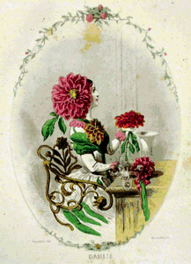 Жерар Гранвиль. - карикатура., графика, шарж, цветы - предпросмотр