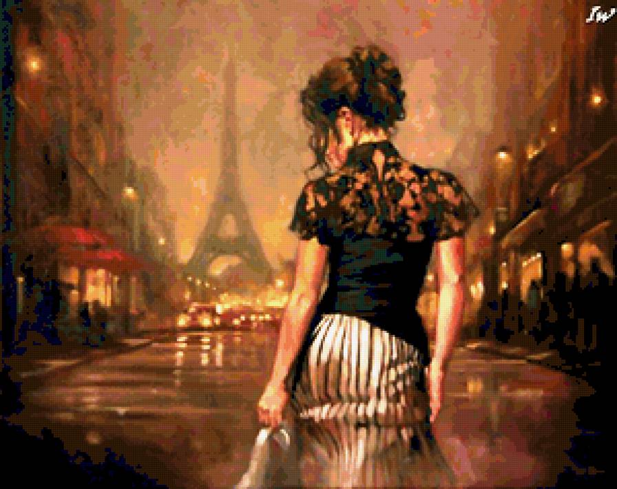 Париж - город, пейзаж, девушка, эйфелева башня - предпросмотр