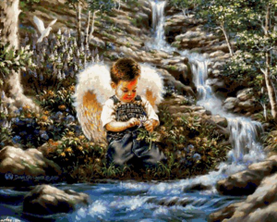 Серия "Ангелы" - ангел, пейзаж, лето, река, дети - предпросмотр