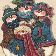 Схема вышивки «Веселые снеговики»