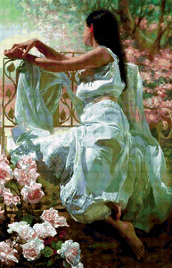 девушка в саду - предпросмотр