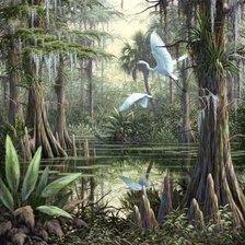 Схема вышивки «Пруд и цапли»