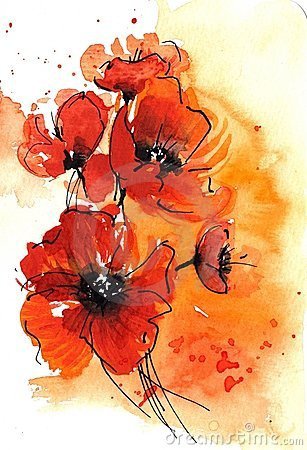 акварель - маки - оригинал