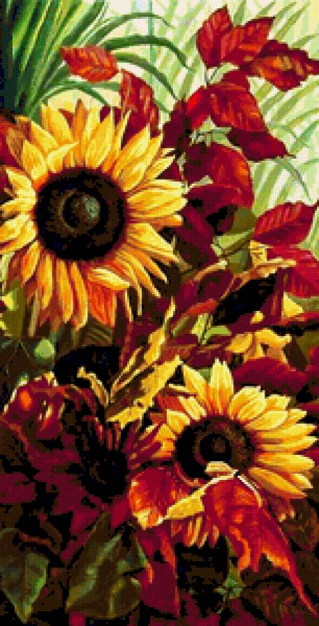 диптих - Подсолнухи (левая часть) - диптих, подсолнухи, , цветы, подсолнух - предпросмотр