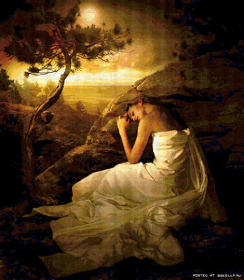 №246055 - природа, горы, фэнтези, девушка - предпросмотр