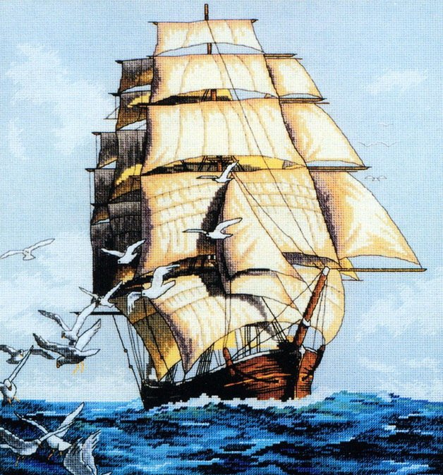 Фрегат - корабль. море. пейзаж - оригинал