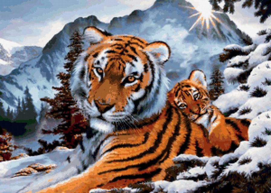 рядом с мамой тепло - тигр, тигренок - предпросмотр