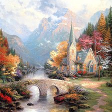 Схема вышивки «Часовня в горах»