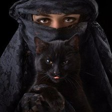 Схема вышивки «Женщина с кошкой»