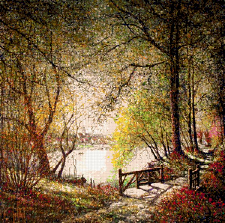 Мостик - мостик, природа, река, пейзаж - предпросмотр