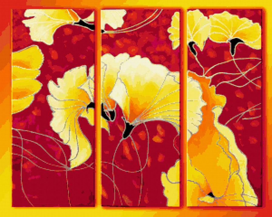 триптих - цветы, триптих - предпросмотр