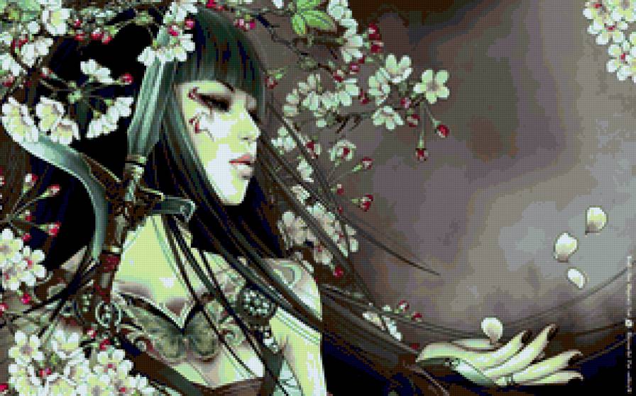 девушка - женщина, девушка, взгляд, китайская живопись, китай, восток - предпросмотр