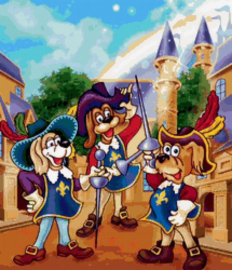 три мушкетера - детская, мушкетеры, мультики, собаки, мультик, детям, зверята, собачки - предпросмотр