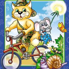 Схема вышивки «котик и мышка»