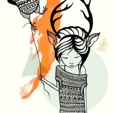 Схема вышивки «Девочка и сова»