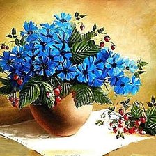 Схема вышивки «Васильки и земляника»