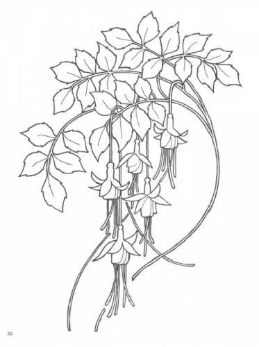 Цветы - черно-белая, цветы - оригинал