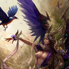 Схема вышивки «Девушка с птицей»