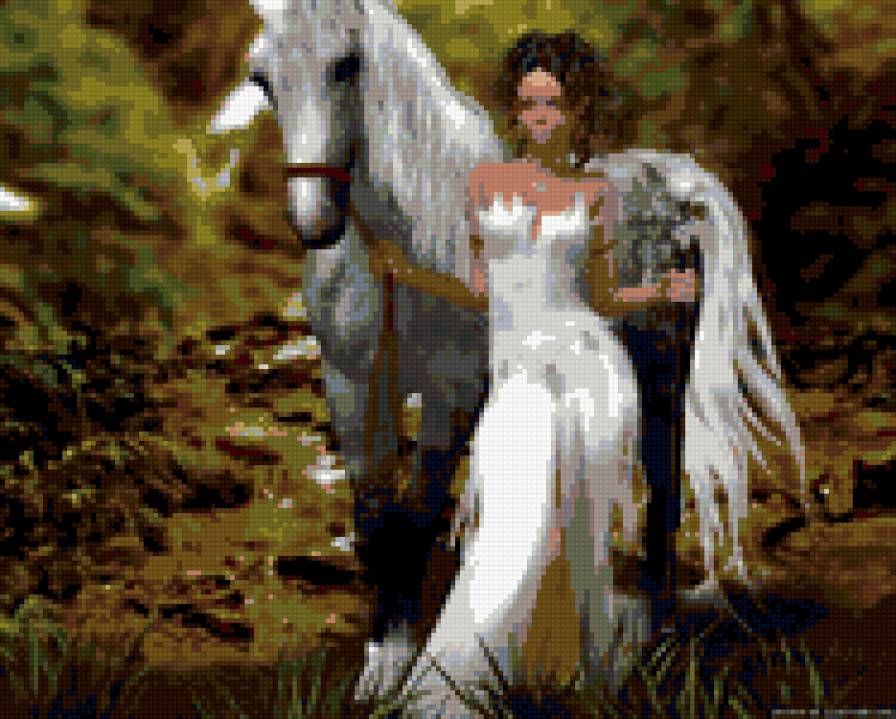 Девушка и лошадь - девушка, лошадь - предпросмотр