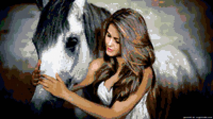 Девушка с конем - девушка, лошадь, конь - предпросмотр