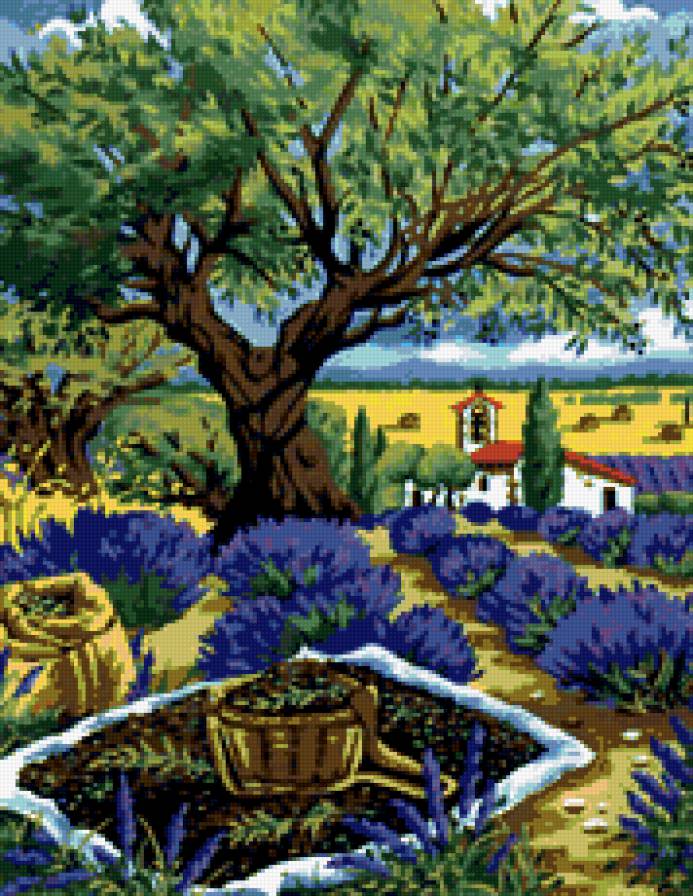 лаванда - лаванда. прованс. пейзаж. франция. церковь. дерево - предпросмотр