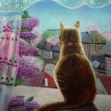 Схема вышивки «Кошка у окошка...»