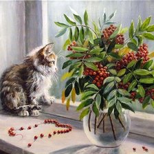 Схема вышивки «Кошка у окошка...»