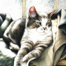 Схема вышивки «Кошка у окошка...»