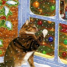 Схема вышивки «Кошка у окошка...»