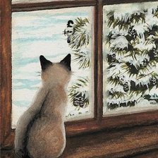 Схема вышивки «Кошка у окошка...»