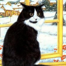 Схема вышивки «Кошка у окошка...»