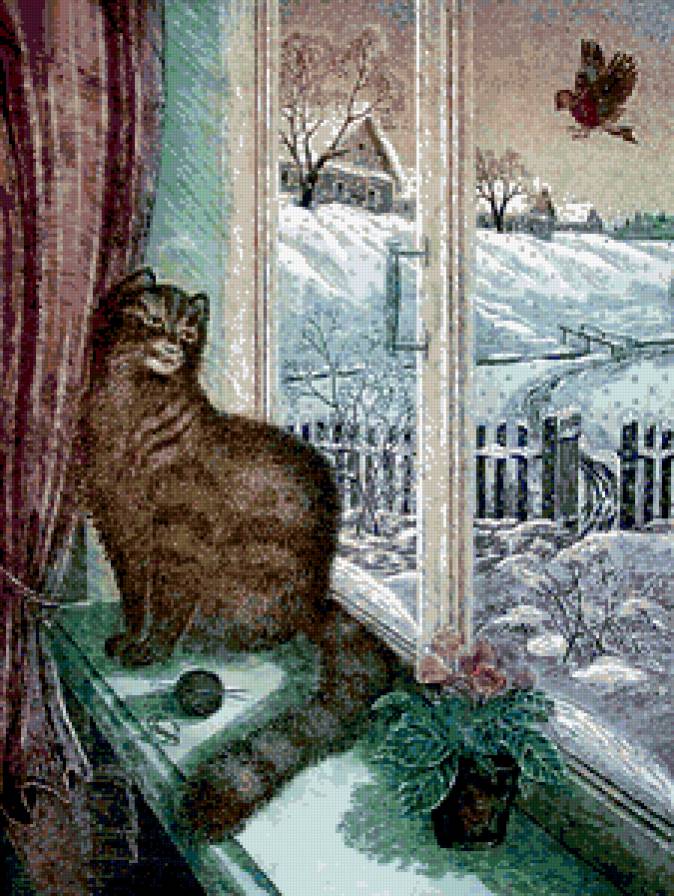 Кошка у окошка... - животные - предпросмотр