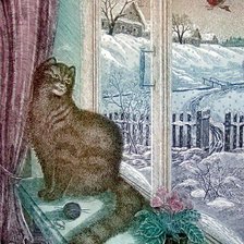 Схема вышивки «Кошка у окошка...»