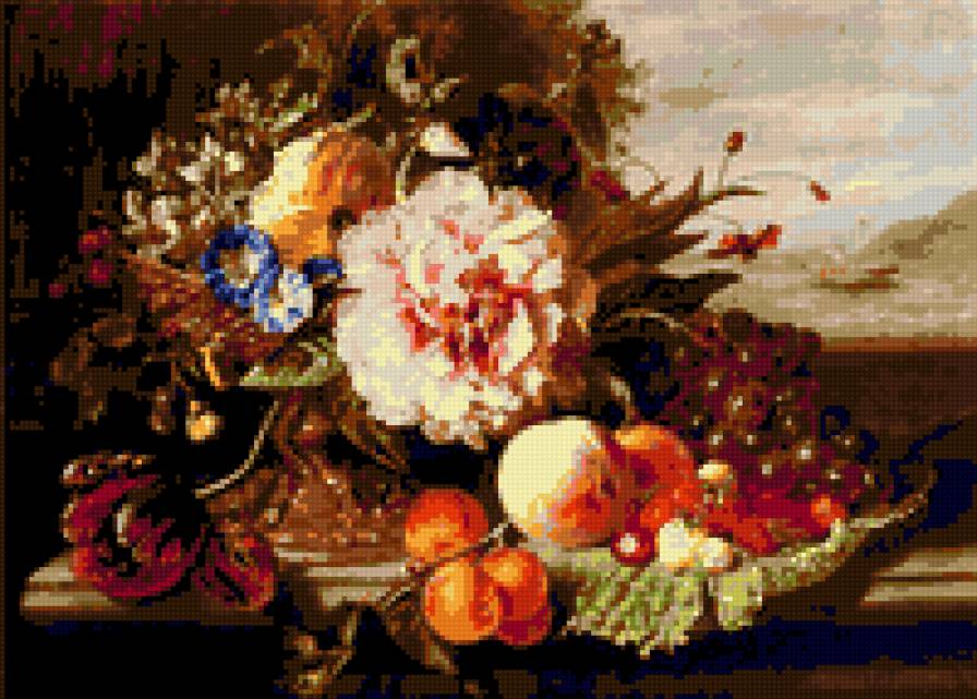 НАТЮРМОРТ - натюрморт цветы фрукты - предпросмотр