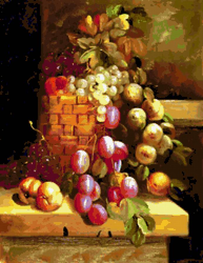 СЛИВЫ И ВИНОГРАД - натюрморт катина фрукты корзина сливы виноград - предпросмотр