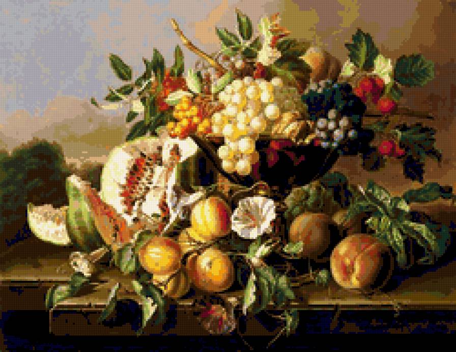 НАТЮРМОРТ - натюрморт картина виноград персики - предпросмотр