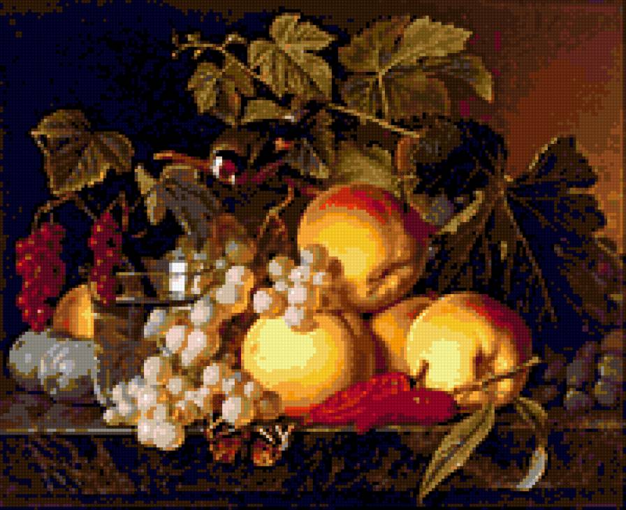 НАТЮРМОРТ - натюрморт картина виноград яблоки - предпросмотр