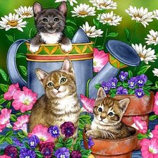 Схема вышивки «Котята в саду»