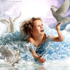 Девочка и голуби